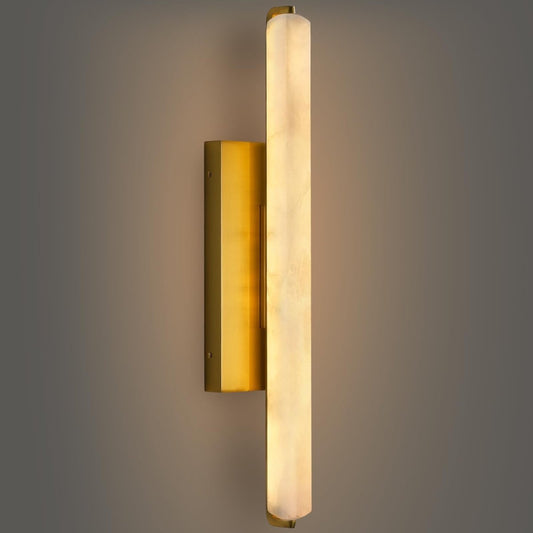 15" Brass Alabaster Rectangle Wall Sconce - Auralume