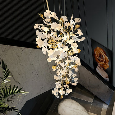 Ceramic Ginkgo Cascading A Branch Chandelier - Auralume