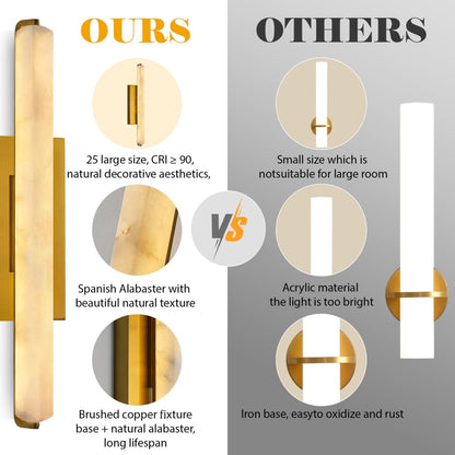 15" Brass Alabaster Rectangle Wall Sconce - Auralume