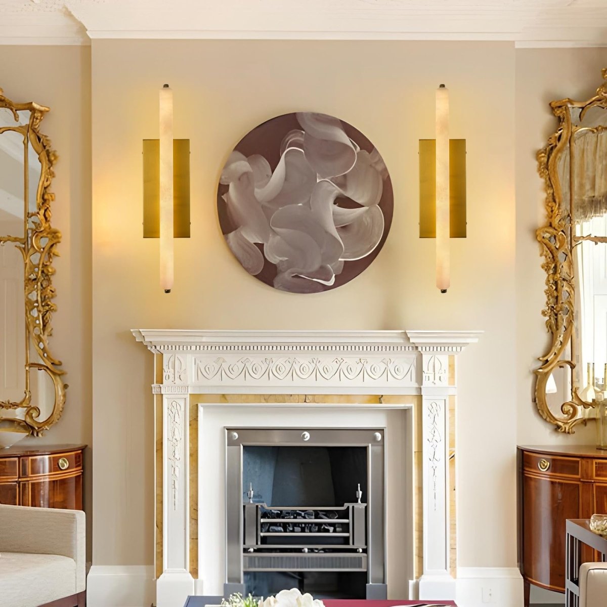 15" Brass Alabaster Rectangle Wall Sconce - Auralume