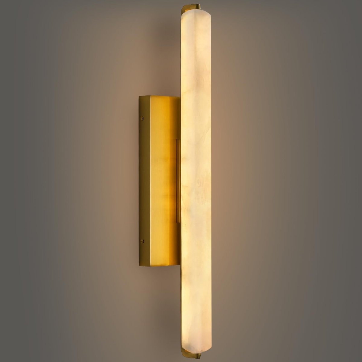 15" Brass Alabaster Rectangle Wall Sconce - Auralume