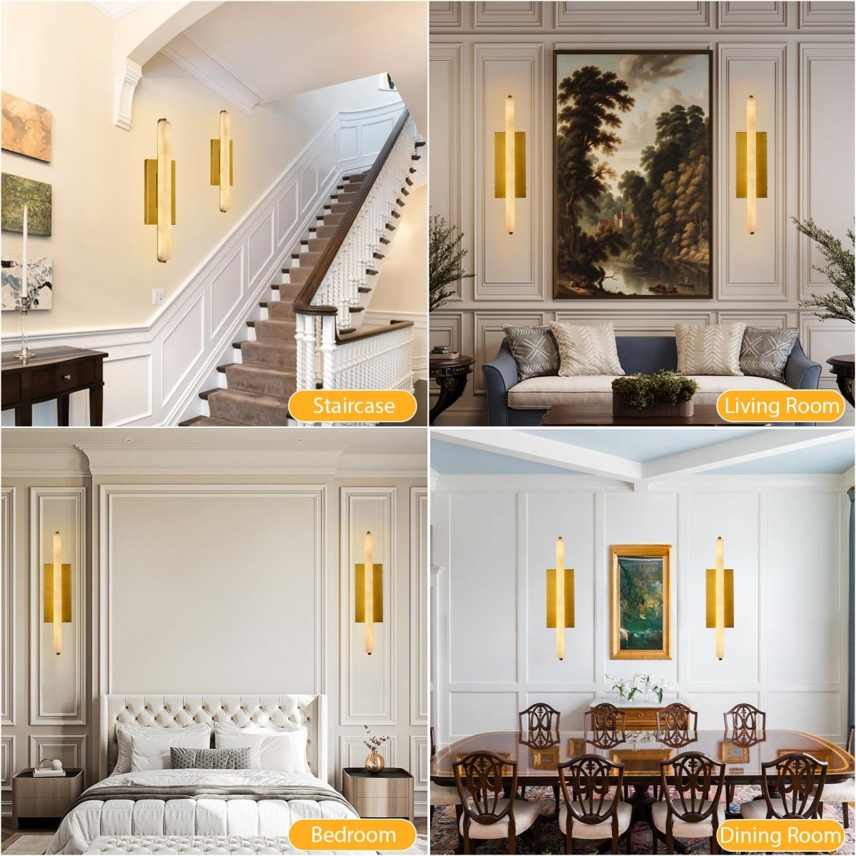 15" Brass Alabaster Rectangle Wall Sconce - Auralume