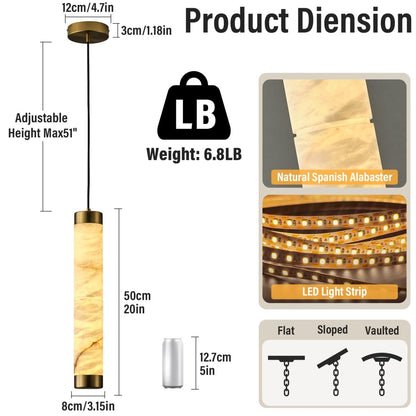 20" Alabaster Cylinder Pendant Light - Auralume