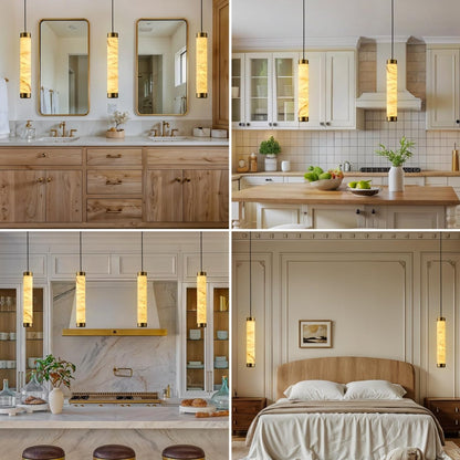 20" Alabaster Cylinder Pendant Light - Auralume