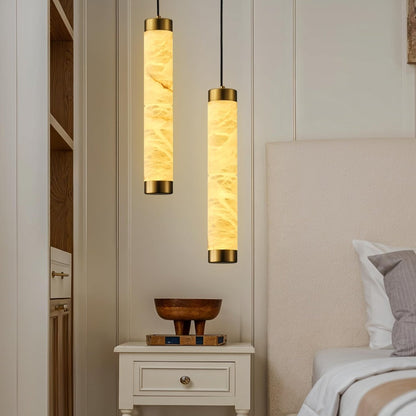 20" Alabaster Cylinder Pendant Light - Auralume