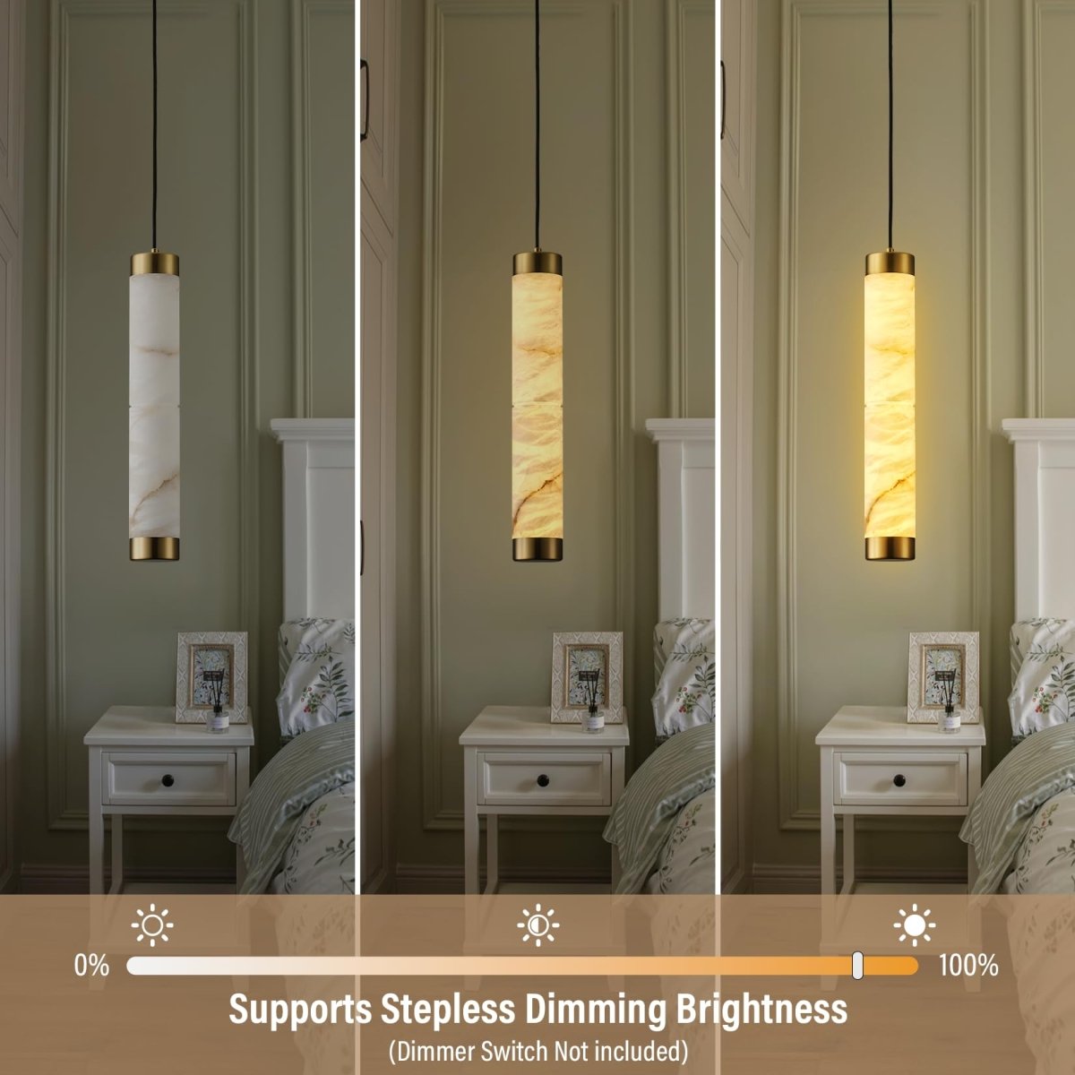 20" Alabaster Cylinder Pendant Light - Auralume