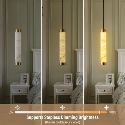 20" Alabaster Cylinder Pendant Light - Auralume