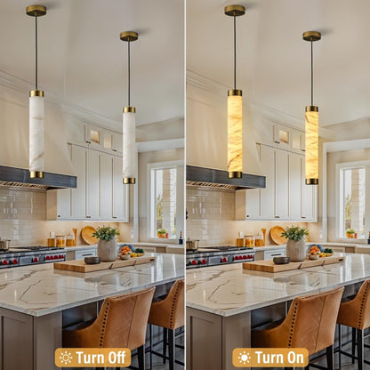 20" Alabaster Cylinder Pendant Light - Auralume