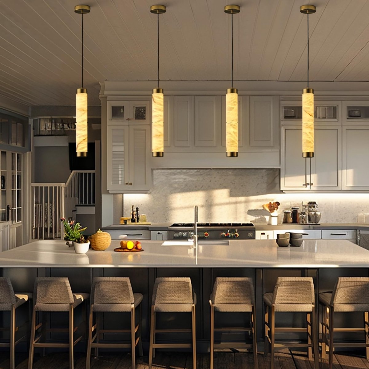 20" Alabaster Cylinder Pendant Light - Auralume