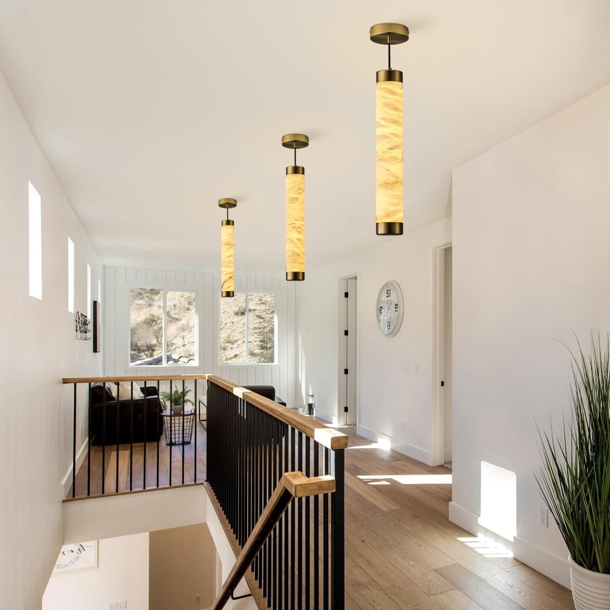 20" Alabaster Cylinder Pendant Light - Auralume