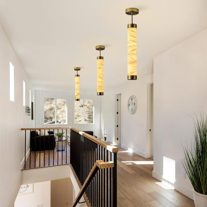 20" Alabaster Cylinder Pendant Light - Auralume