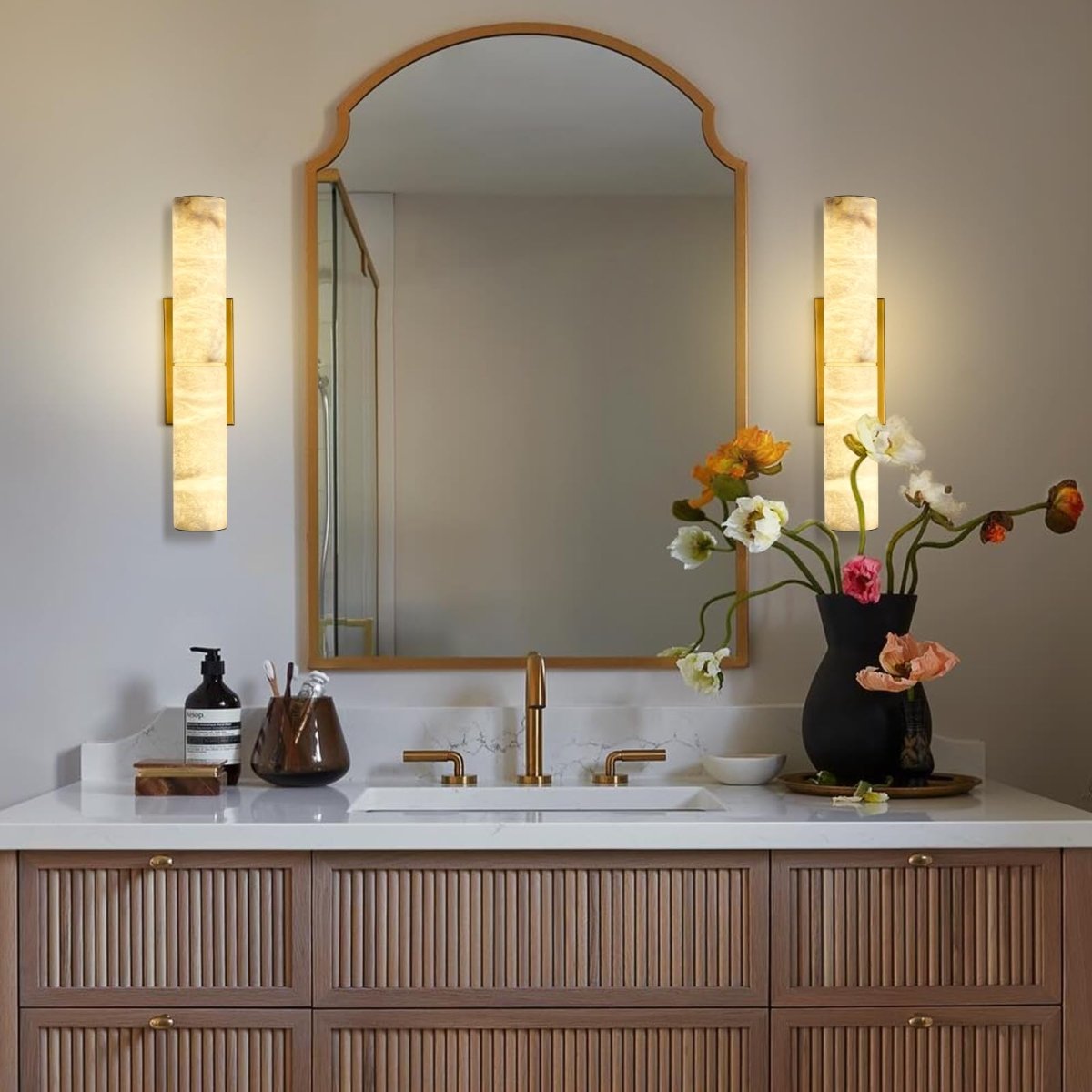 20" Bronze Alabaster Wall Sconce - Auralume