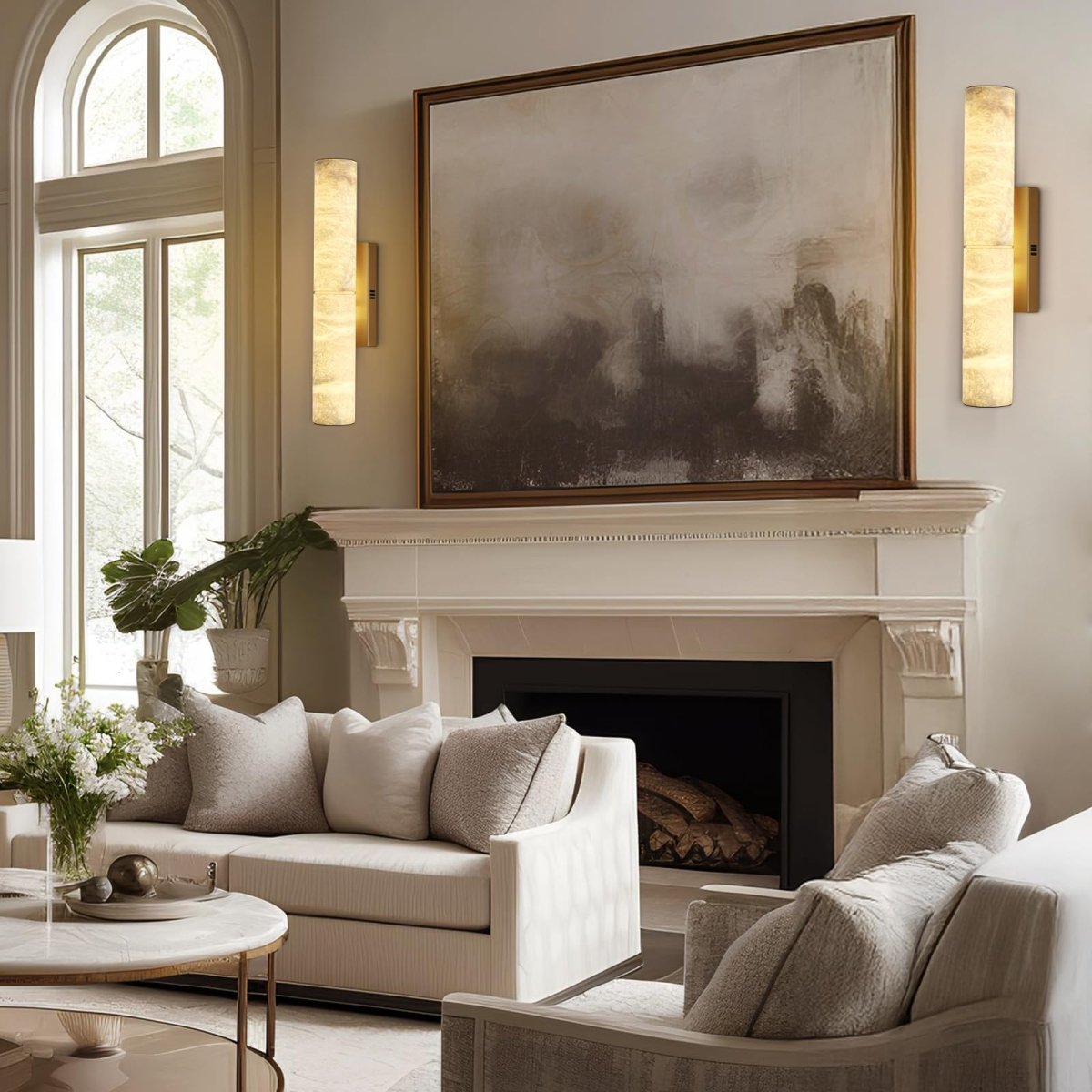 20" Bronze Alabaster Wall Sconce - Auralume