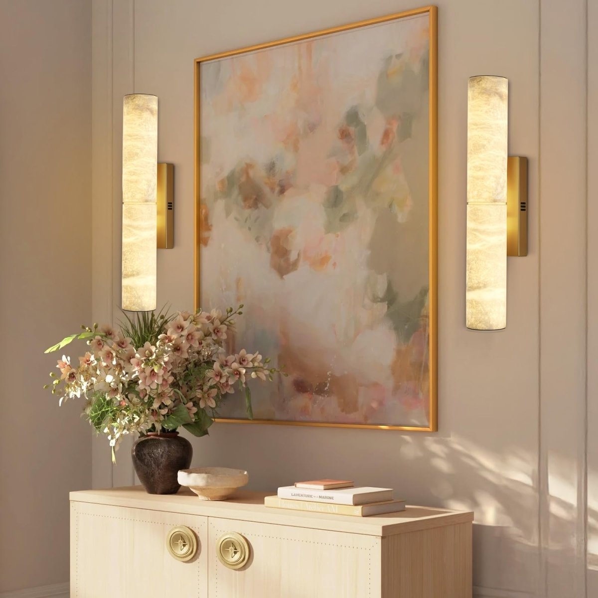 20" Bronze Alabaster Wall Sconce - Auralume