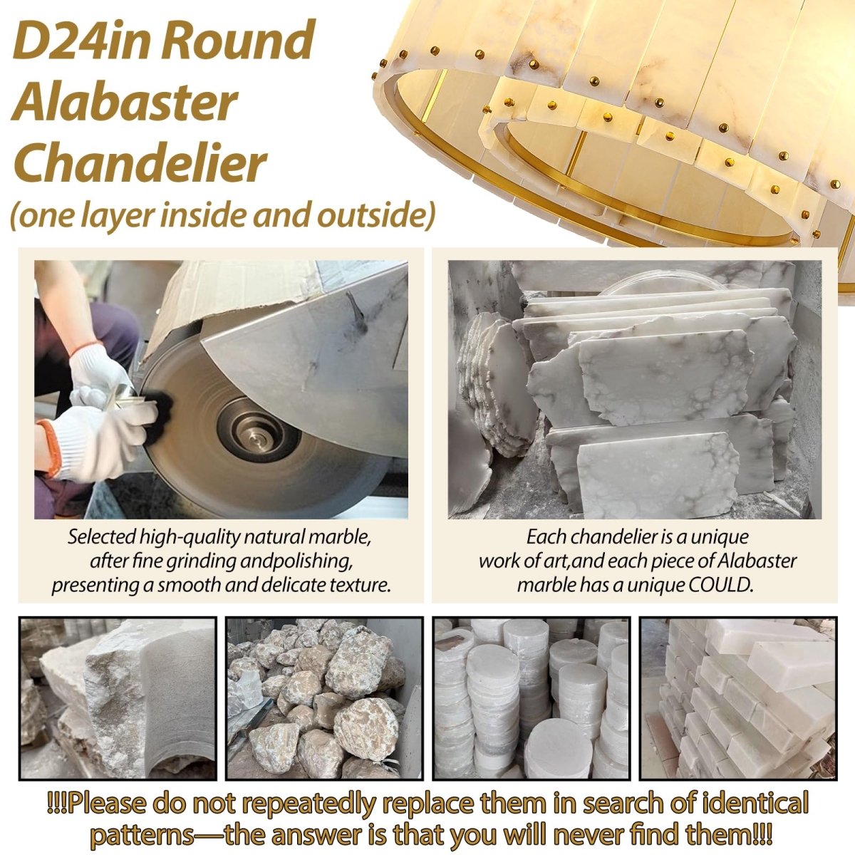 32 Inch Alabaster Chandelier - Auralume