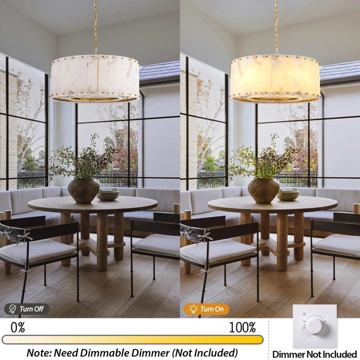 32 Inch Alabaster Chandelier - Auralume