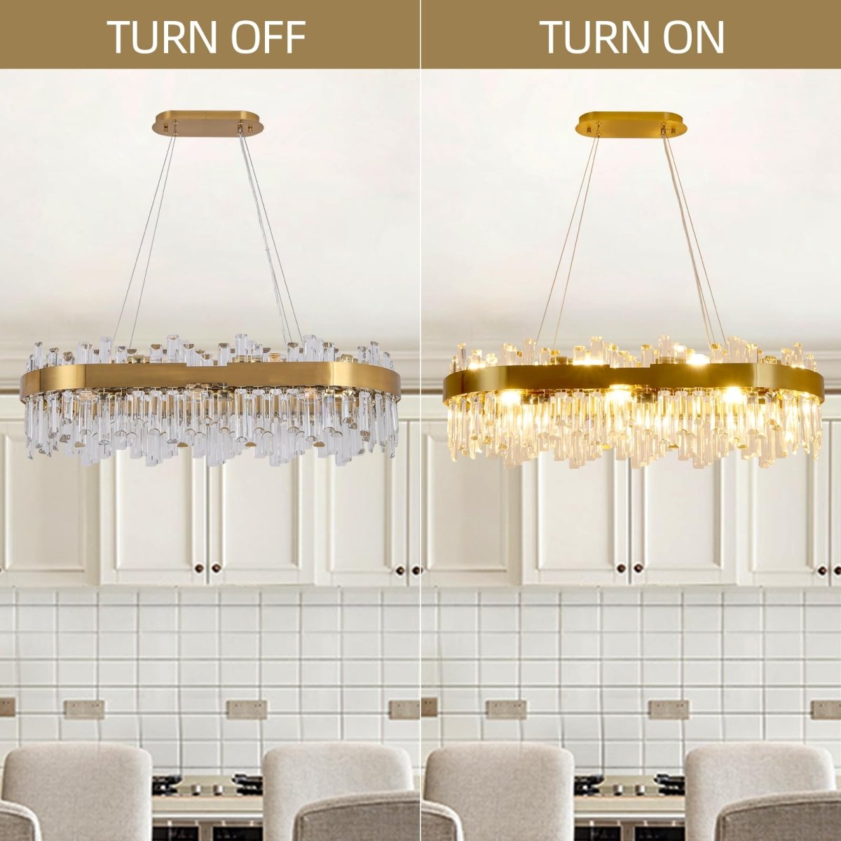 35.4 Inch Modern Gold Crystal Chandelier - Auralume