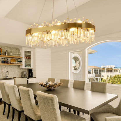 35.4 Inch Modern Gold Crystal Chandelier - Auralume