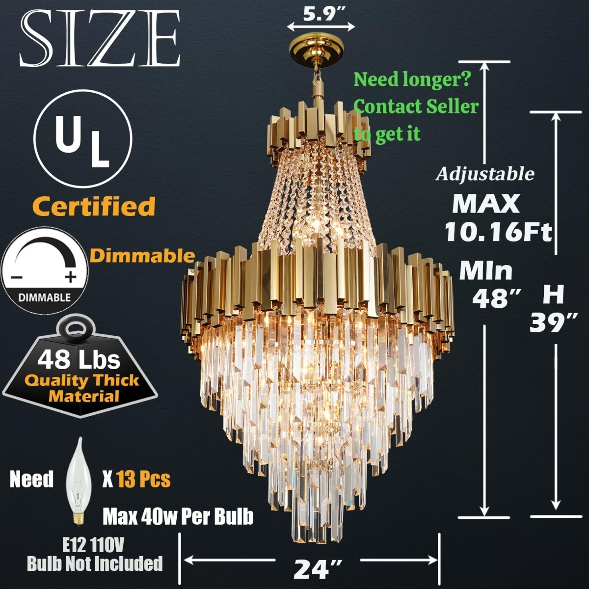 36 Inch Modern Crystal Chandelier 21 Light - Auralume