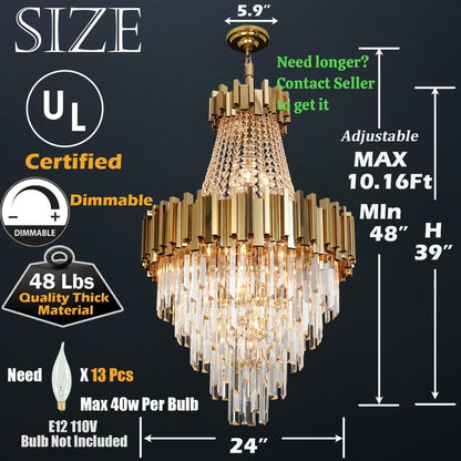 36 Inch Modern Crystal Chandelier 21 Light - Auralume