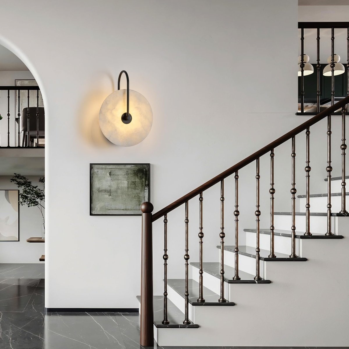 7.84" Round Alabaster Wall Sconce - Auralume