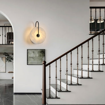 7.84" Round Alabaster Wall Sconce - Auralume