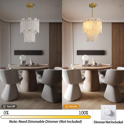 Alabaster Chandelier D13in Spanish Natural Marble Round Chandeliers - Auralume