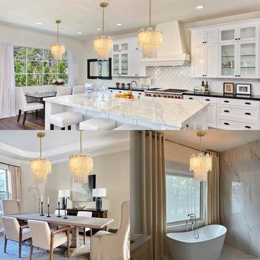 Alabaster Chandelier D13in Spanish Natural Marble Round Chandeliers - Auralume