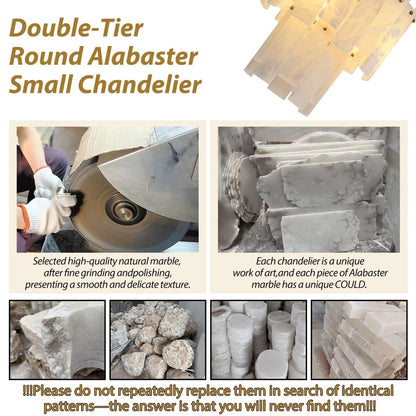 Alabaster Chandelier D13in Spanish Natural Marble Round Chandeliers - Auralume