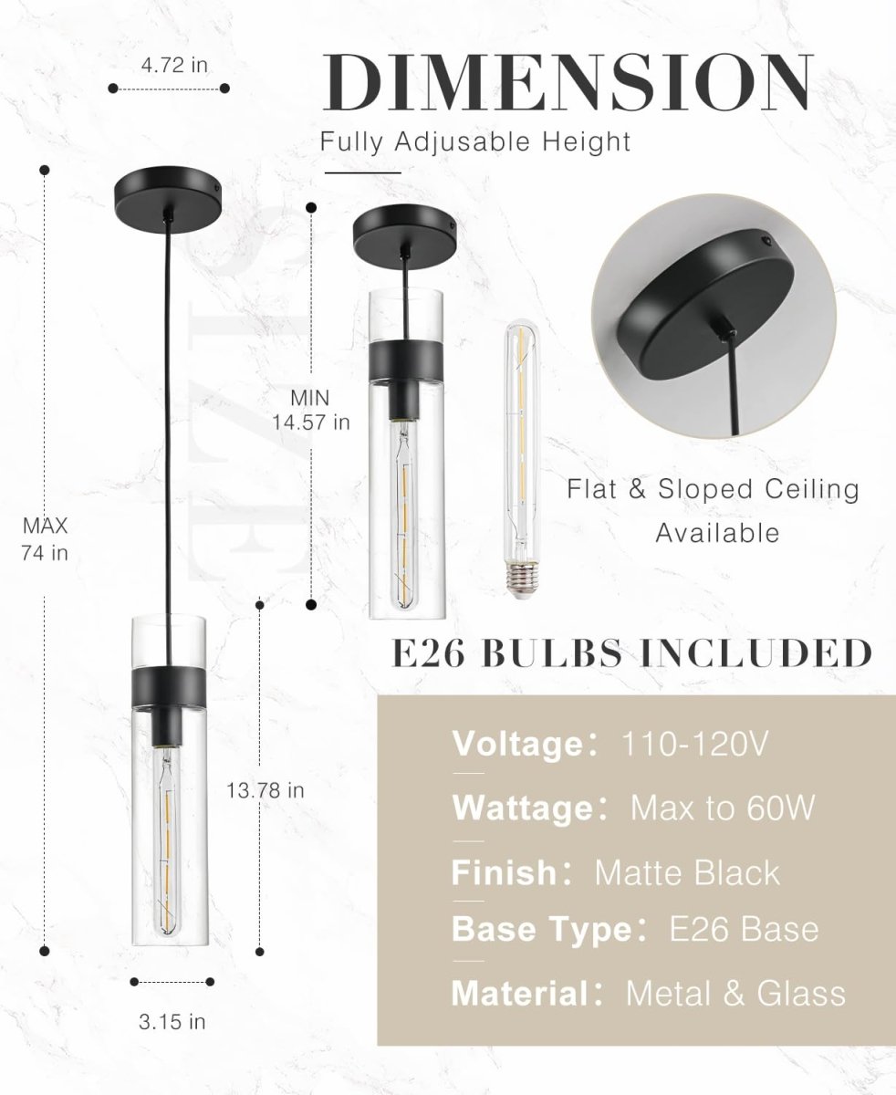 Black Glass Pendant Light - Auralume