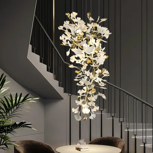 Ceramic Ginkgo Cascading A Branch Chandelier - Auralume