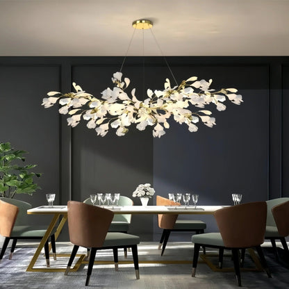 Ceramic Ginkgo Linear Branch Chandelier - Auralume