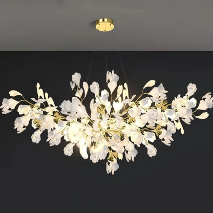 Ceramic Ginkgo Linear Branch Chandelier - Auralume