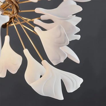 Ceramic Ginkgo Rings Branch Chandelier - Auralume