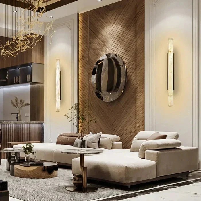 Garron Modern Alabaster Linear Wall Sconce - Auralume