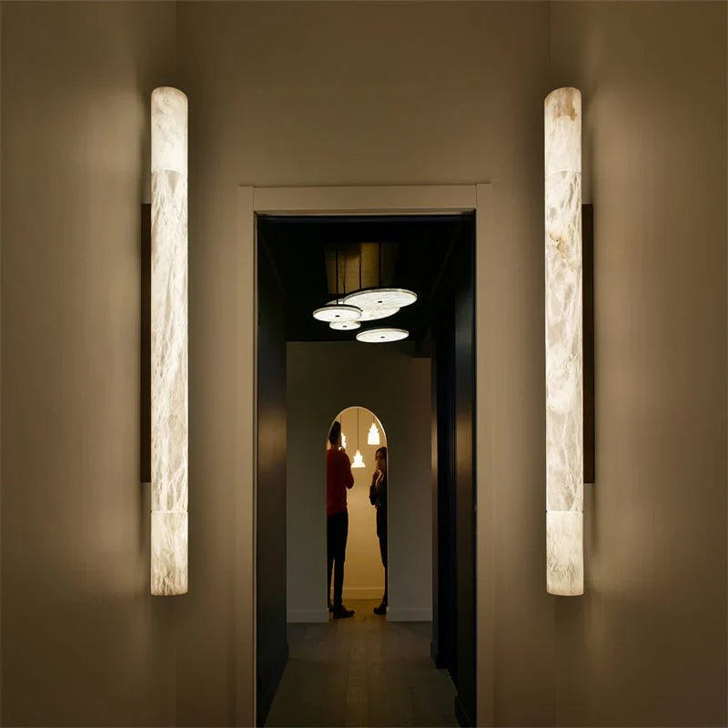 Garron Modern Alabaster Linear Wall Sconce - Auralume