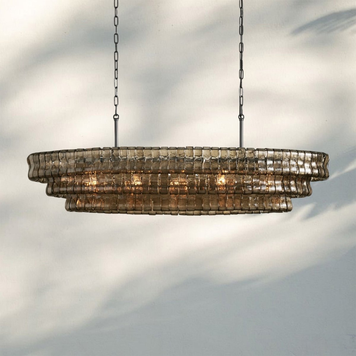 Ghiacio Glass Oval Chandelier 54''65'' - Auralume