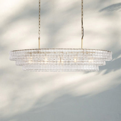 Ghiacio Glass Oval Chandelier 54''65'' - Auralume