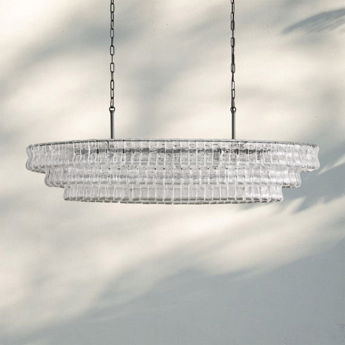 Ghiacio Glass Oval Chandelier 54''65'' - Auralume