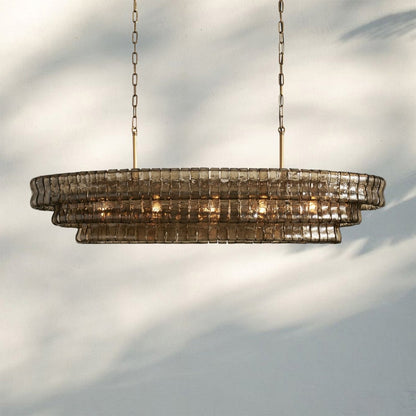 Ghiacio Glass Oval Chandelier 54''65'' - Auralume