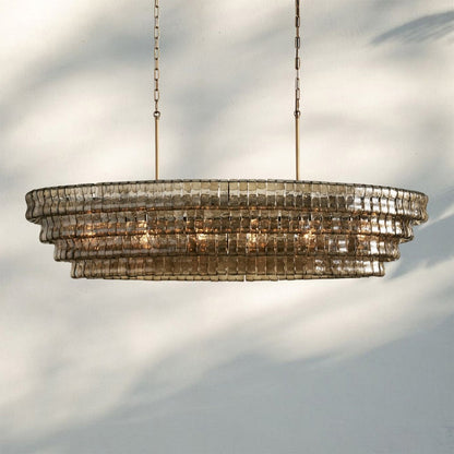 Ghiacio Glass Oval Chandelier 54''65'' - Auralume