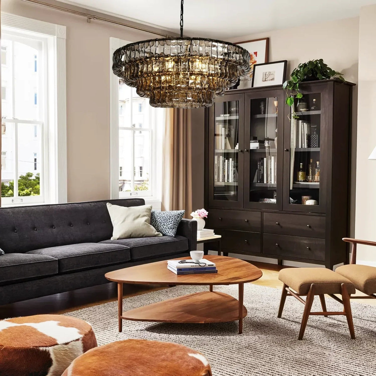 Ghiacio Glass Round Chandelier 24" 36" 48" 60" - Auralume