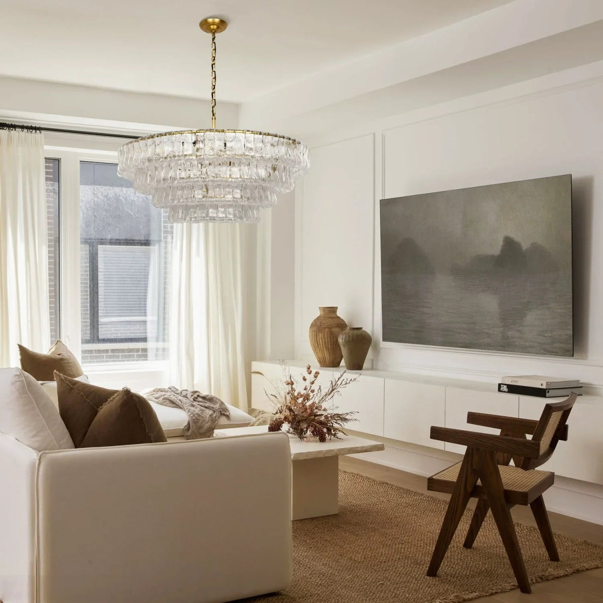 Ghiacio Glass Round Chandelier 24" 36" 48" 60" - Auralume