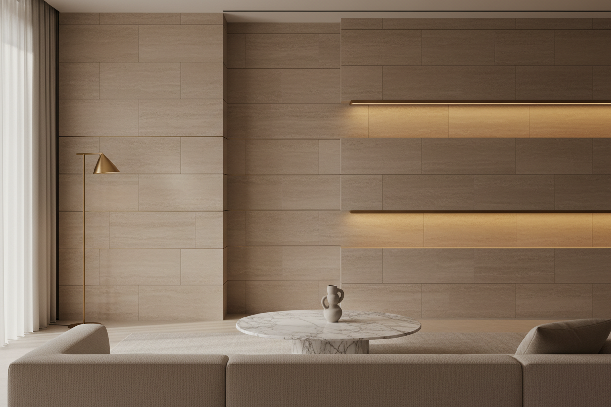 Serene Luxury Interior with Sculptural Lighting